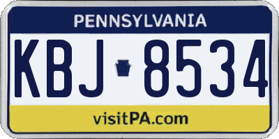 PA license plate KBJ8534