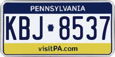 PA license plate KBJ8537