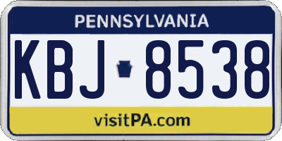 PA license plate KBJ8538