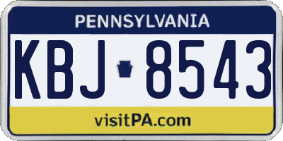 PA license plate KBJ8543