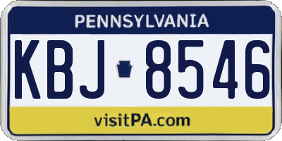 PA license plate KBJ8546