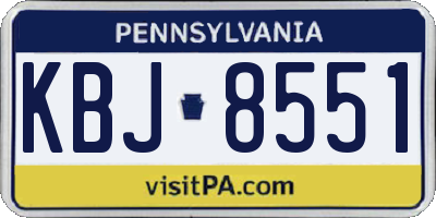 PA license plate KBJ8551