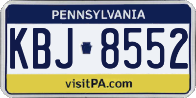 PA license plate KBJ8552