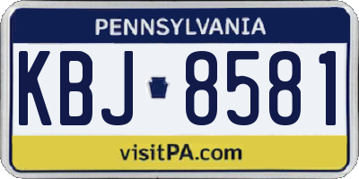 PA license plate KBJ8581