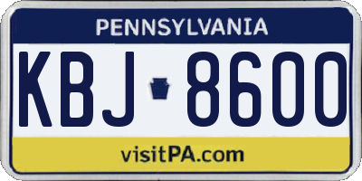 PA license plate KBJ8600