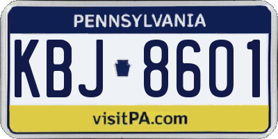 PA license plate KBJ8601
