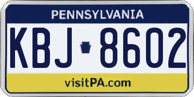 PA license plate KBJ8602