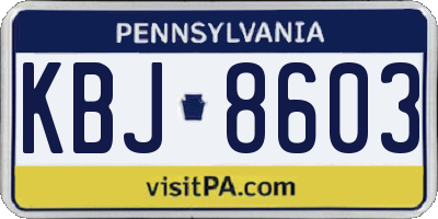 PA license plate KBJ8603