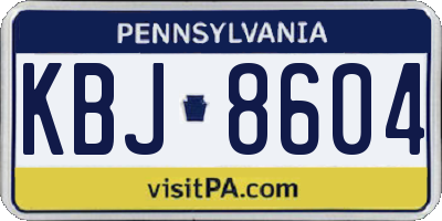 PA license plate KBJ8604