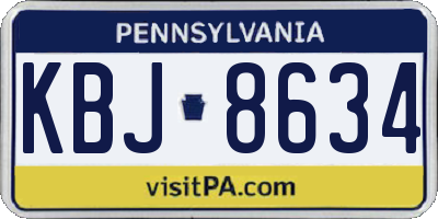 PA license plate KBJ8634