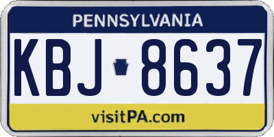 PA license plate KBJ8637
