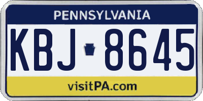PA license plate KBJ8645