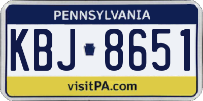 PA license plate KBJ8651