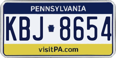 PA license plate KBJ8654