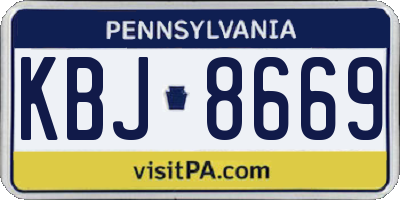 PA license plate KBJ8669