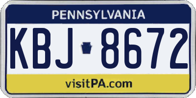PA license plate KBJ8672