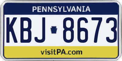PA license plate KBJ8673