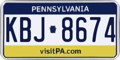 PA license plate KBJ8674