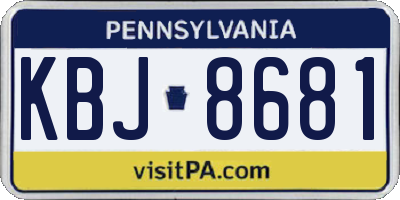 PA license plate KBJ8681