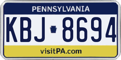 PA license plate KBJ8694