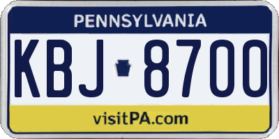 PA license plate KBJ8700