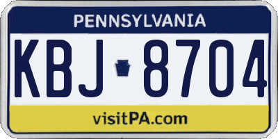 PA license plate KBJ8704