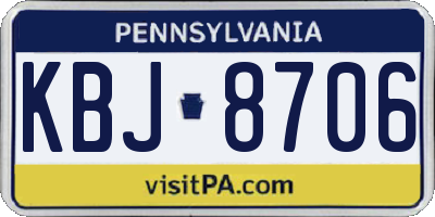 PA license plate KBJ8706