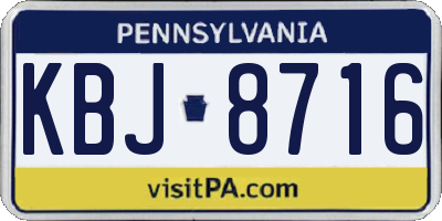 PA license plate KBJ8716