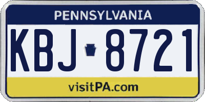 PA license plate KBJ8721
