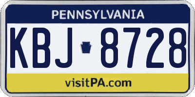 PA license plate KBJ8728