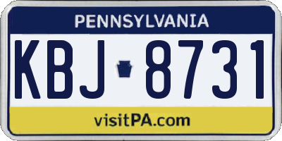 PA license plate KBJ8731