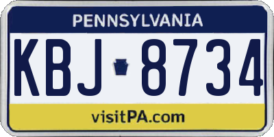 PA license plate KBJ8734