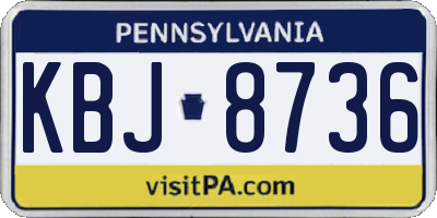 PA license plate KBJ8736