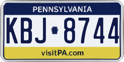 PA license plate KBJ8744