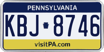 PA license plate KBJ8746