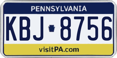 PA license plate KBJ8756