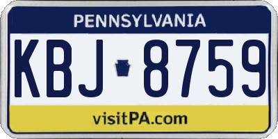 PA license plate KBJ8759