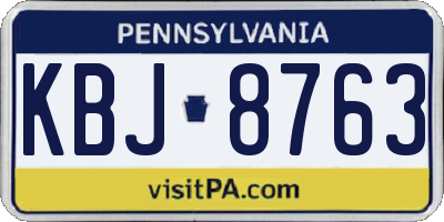 PA license plate KBJ8763