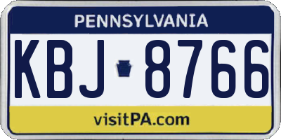 PA license plate KBJ8766