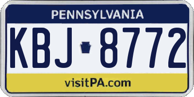PA license plate KBJ8772