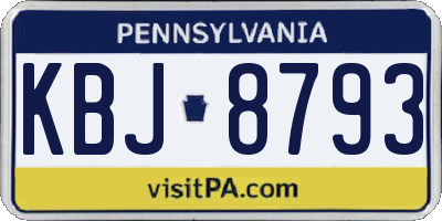PA license plate KBJ8793