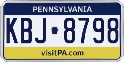 PA license plate KBJ8798