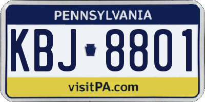 PA license plate KBJ8801