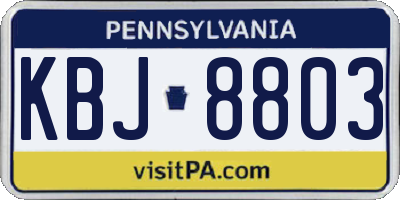 PA license plate KBJ8803