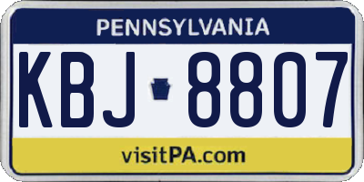 PA license plate KBJ8807