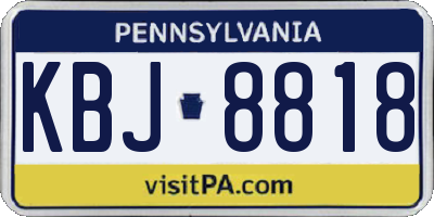 PA license plate KBJ8818