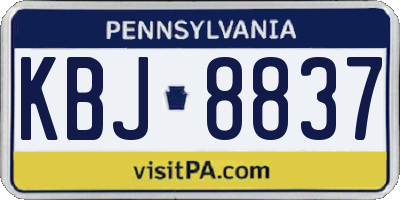 PA license plate KBJ8837
