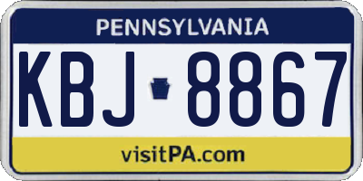 PA license plate KBJ8867
