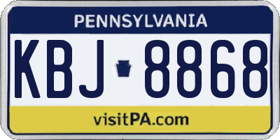 PA license plate KBJ8868