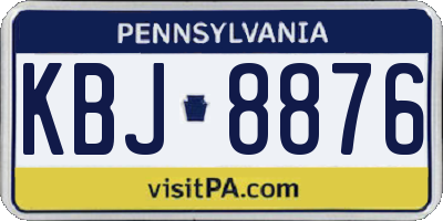 PA license plate KBJ8876